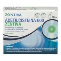 ACETILCISTEINA 600 ZENTIVA 10 BUSTINE BIPARTITE GUSTO TROPICAL