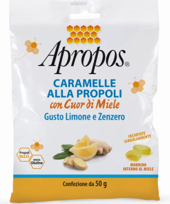 APROPOS CARAMELLE DURE LIMONE/ZENZERO CUOR DI MIELE 50 G