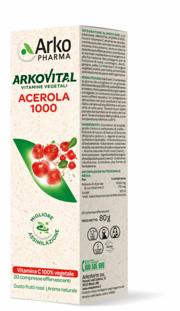 ARKOVITAL ACEROLA 1000 EFFERVESCENTE 20 COMPRESSE