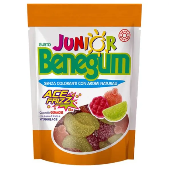 BENEGUM JUNIOR ACE FRIZZ CARAMELLE GOMMOSE CON SUCCO DI FRUTTA E VITAMINE A C E 90 G