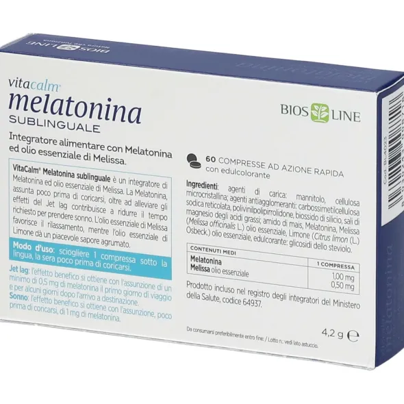 BIOS LINE VITACALM MELATONINA SUBLINGUALE 60 COMPRESSE 1 MG