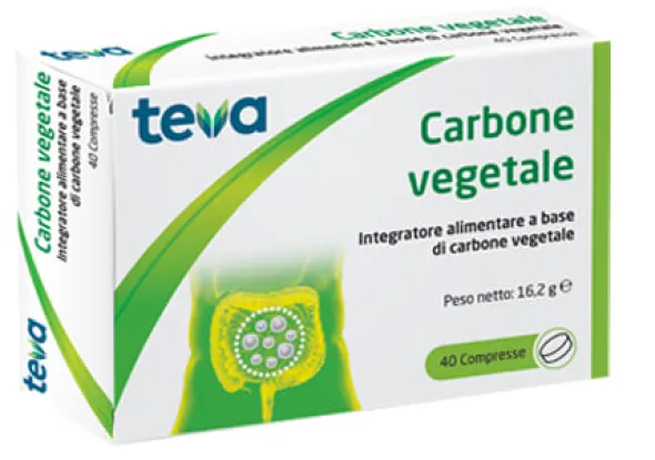 CARBONE VEGETALE TEVA 40 COMPRESSE 16,2 G