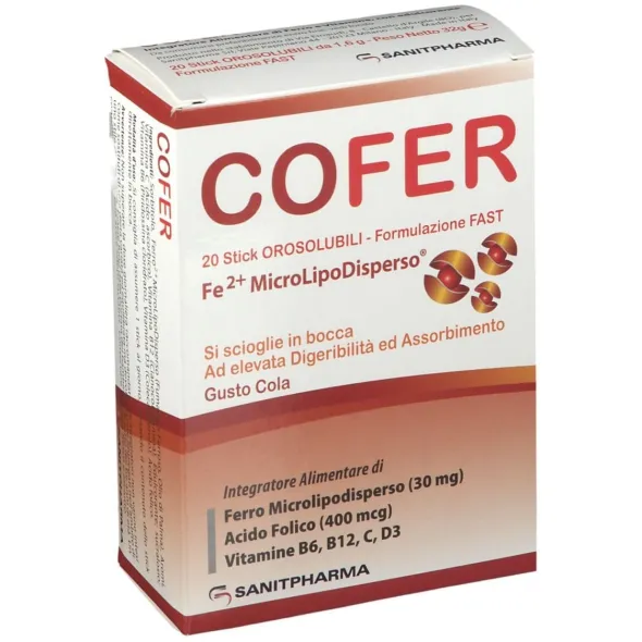 COFER 20 STICK OROSOLUBILI DA 1,6 G GUSTO COLA
