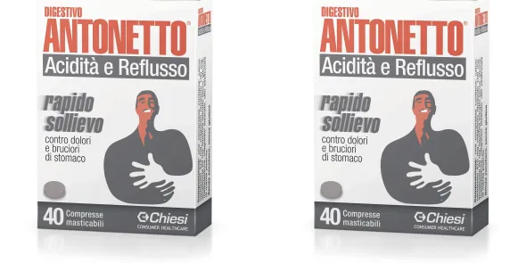 DIGESTIVO ANTONETTO ACIDITA' E REFLUSSO 40 COMPRESSE MASTICABILI Pack da 2