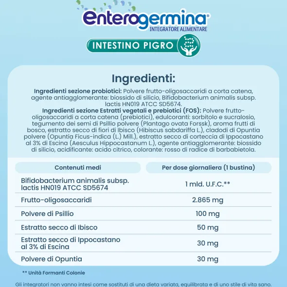 Enterogermina Intestino Pigro, Fermenti Lattici, Probiotici, prebiotici, Integratore Regolarità Intestinale, 10 Bustine