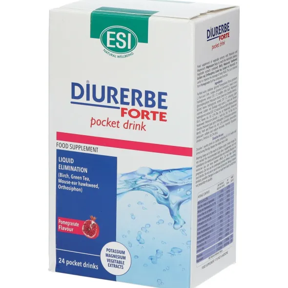 ESI DIURERBE FORTE DRENANTE MELOGRANO 24 POCKET DRINK DA 20 ML SENZA GLUTINE