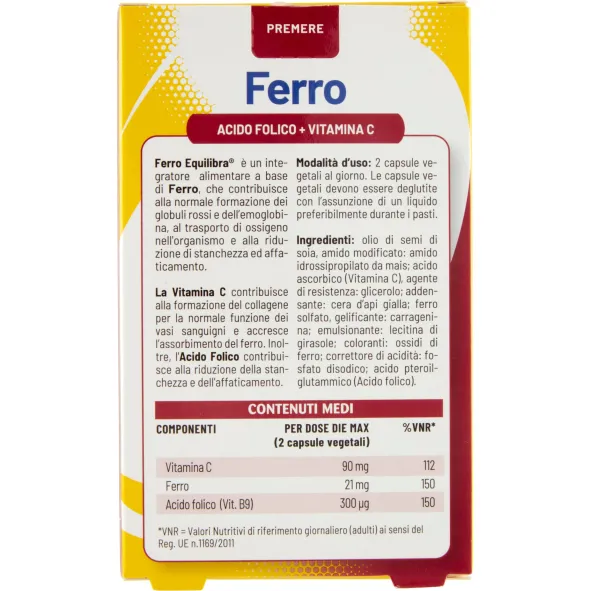 FERRO CON ACIDO FOLICO + VITAMINA C 60 CAPSULE