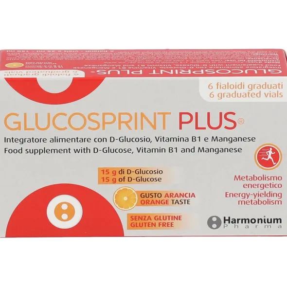 GLUCOSPRINT PLUS ARANCIA 6 FIALOIDI DA 25 ML SENZA GLUTINE