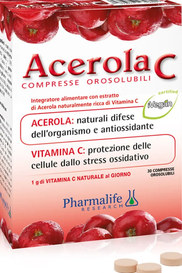 Integratore Acerola C vitamina C, 30 compresse orosolubili