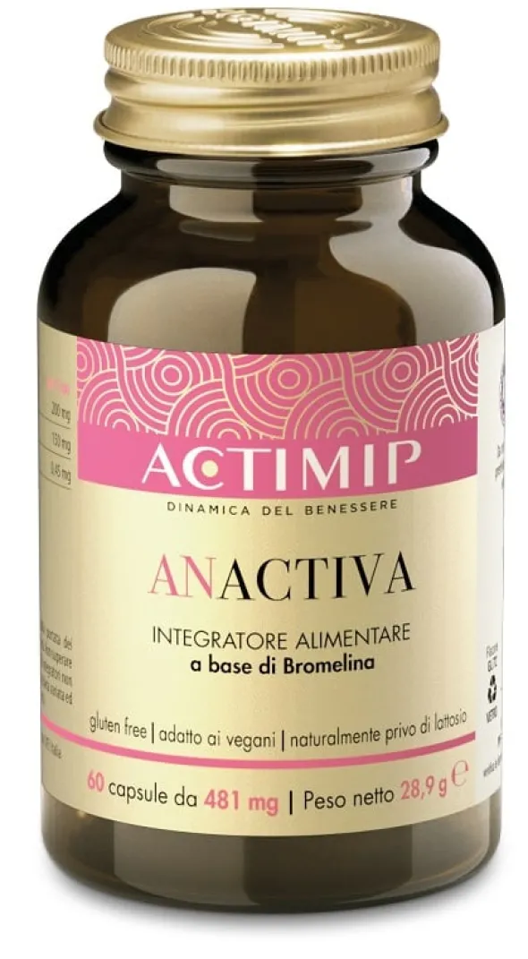 Integratore Anactiva bromelina e ananas drenante, 60 capsule