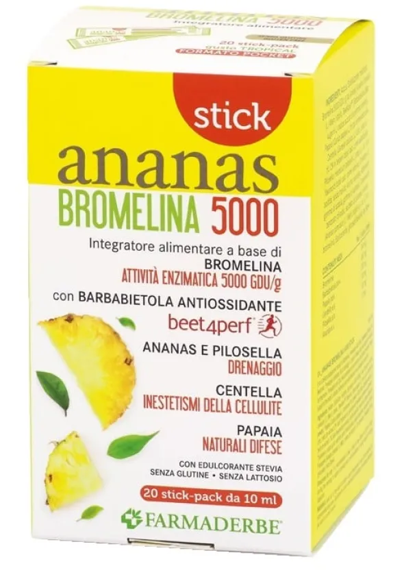 Integratore Ananas Bromelina 5000 drenante, 20 stick