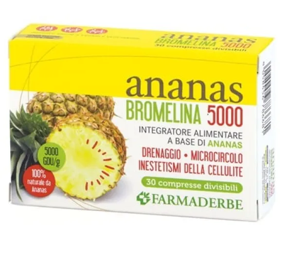 Integratore Ananas Bromelina 5000 drenante, 30 compresse