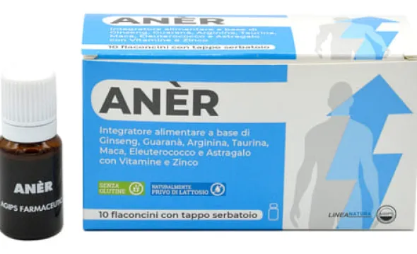 Integratore ANER con Ginseng e Guaranà, 10 Flaconcini 10ml