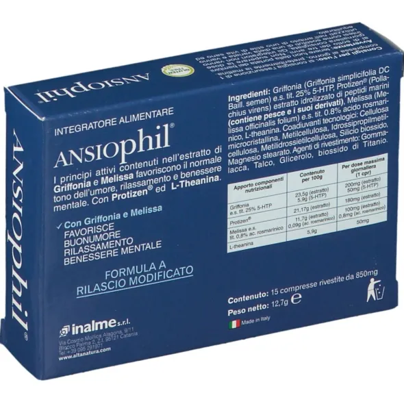 Integratore Ansiophil AltaNatura 850mg, 15 compresse
