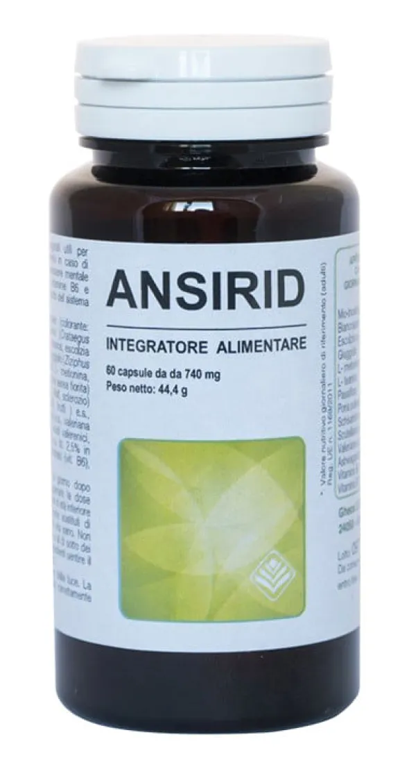 Integratore Ansirid per rilassamento e benessere, 60 capsule