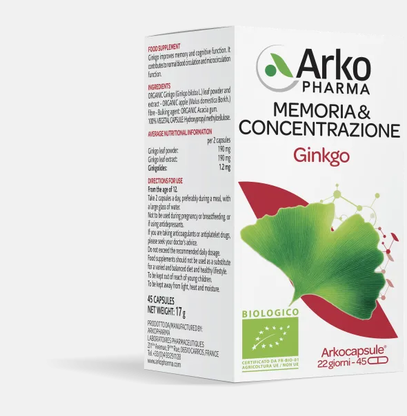 Integratore Arkocapsule Ginkgo Bio, 45 capsule