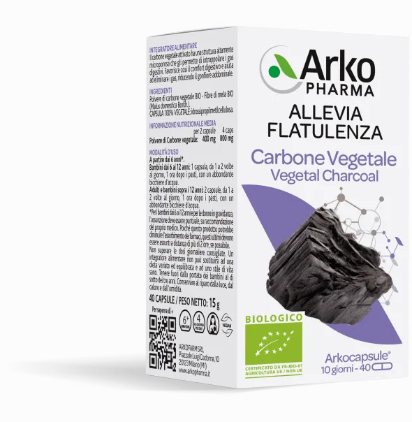 Integratore Arkocps Carbone Vegetale Bio, 40 capsule