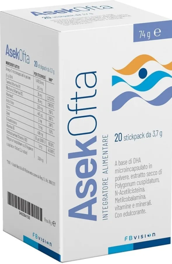 Integratore AsekOfta con DHA per la vista, 20 stickpack