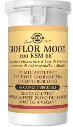 Integratore Bioflor Mood probiotici e ashwagandha, 60 capsule