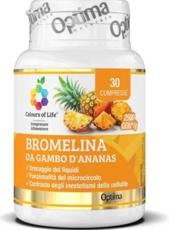 Integratore Bromelina Gambo Ananas per drenaggio, 30 compresse