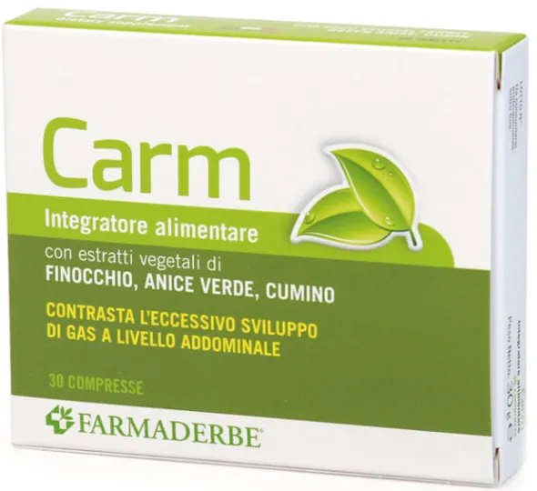 Integratore CARM Farmaderbe 30 compresse contro gonfiori