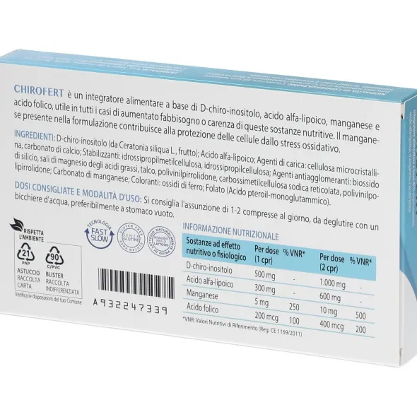 Integratore Chirofert per la fertilità femminile, 20 compresse