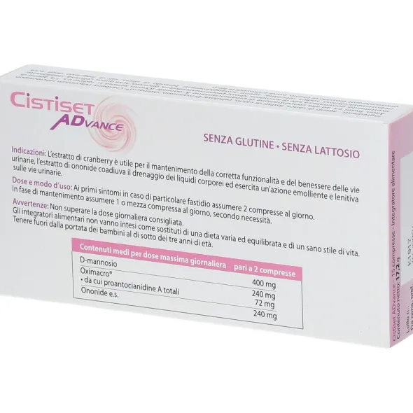 Integratore Cistiset Advance vie urinarie, 15 compresse