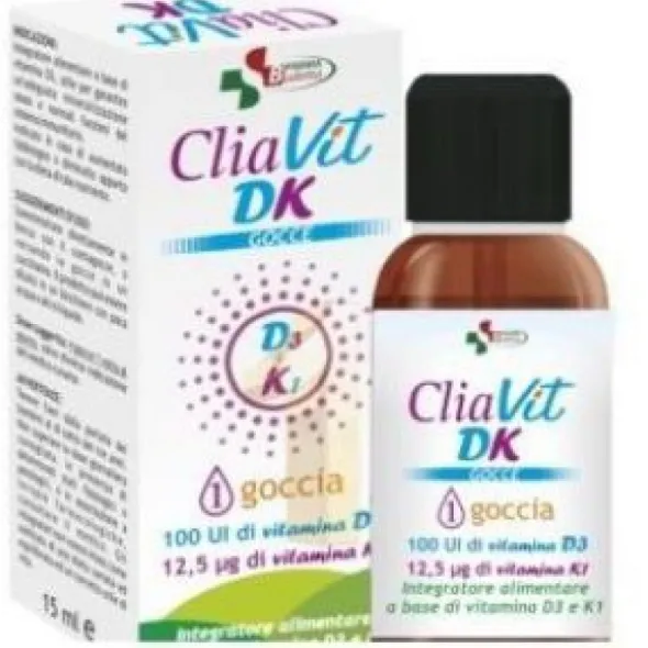 Integratore Cliavit DK Gocce vitamina D3 e K1, 15ml