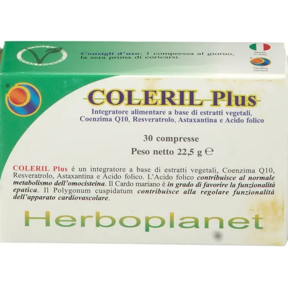 Integratore Coleril PLUS Herboplanet, 30 compresse colesterolo