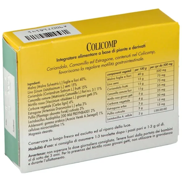 Integratore Colicomp per il benessere intestinale, 50 tavolette