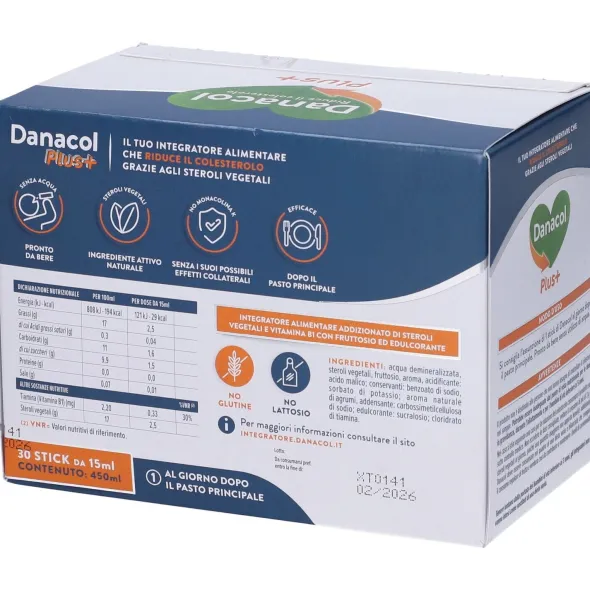 Integratore Danacol Plus+ colesterolo, 30 stickgel