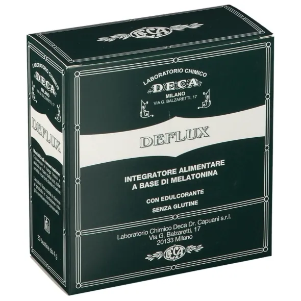 Integratore Deflux a base di melatonina, 20 bustine 4g