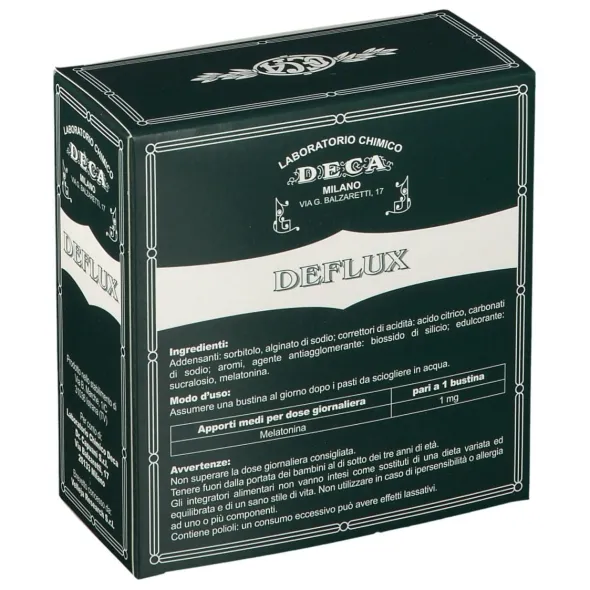 Integratore Deflux a base di melatonina, 20 bustine 4g