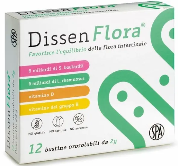 Integratore Dissen Flora fermenti lattici e vitamine, 12 bustine