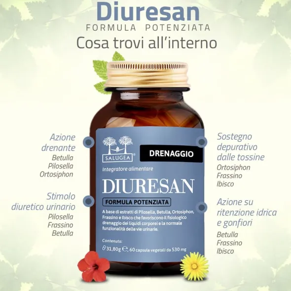 Integratore Diuresan Formula Potenziata Salugea, 60cps