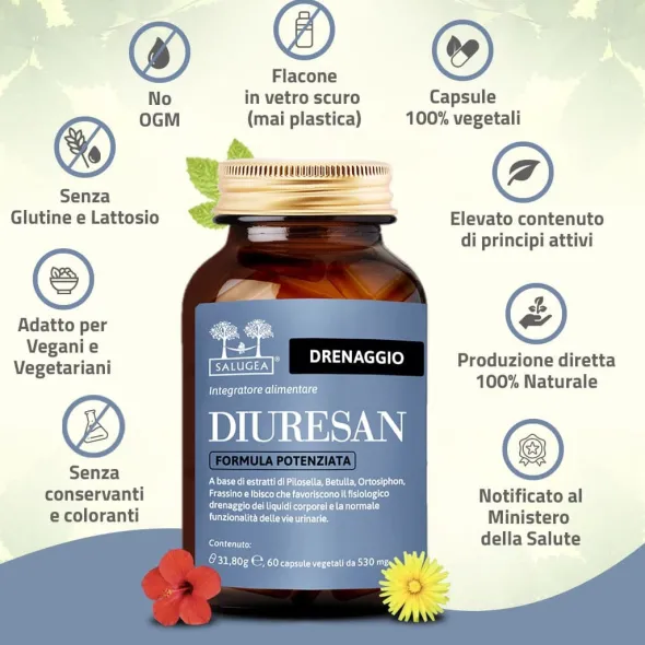 Integratore Diuresan Formula Potenziata Salugea, 60cps