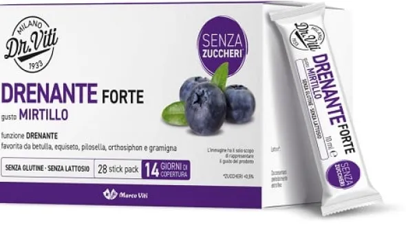 Integratore Dr. Viti Drenante Forte gusto mirtillo, 28 stick