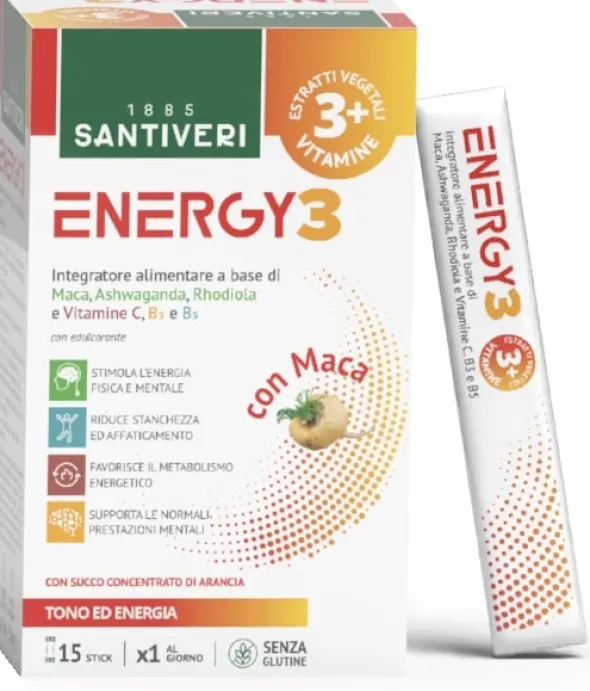 Integratore Energy 3 con Maca e Rodiola, 15 stick