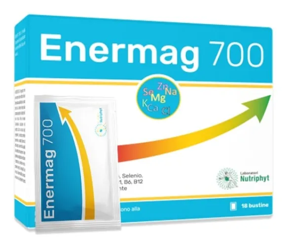 Integratore Enermag 700 magnesio e vitamine, 18 bustine