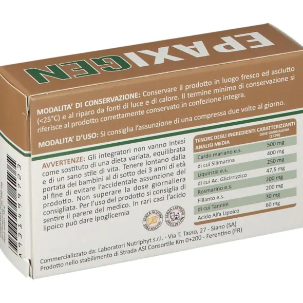 Integratore Epaxigen per fegato e digestione, 20 compresse