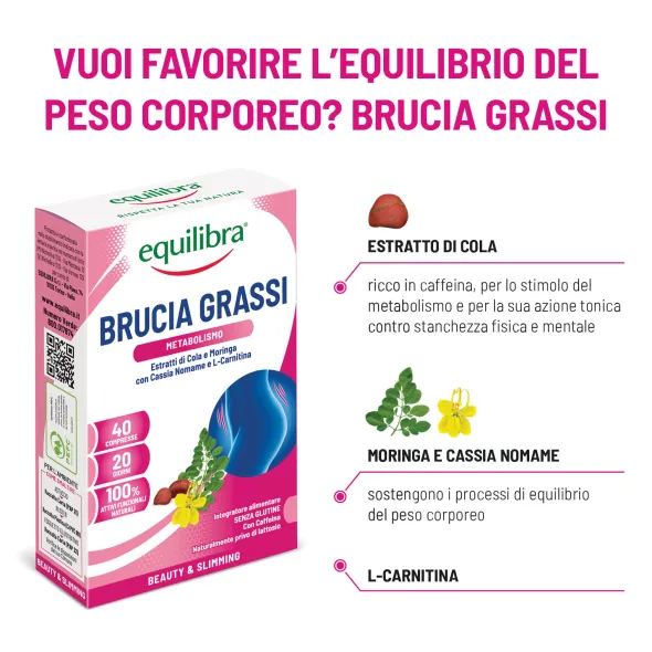 Integratore Equilibra Brucia Grassi metabolismo, 40 compresse