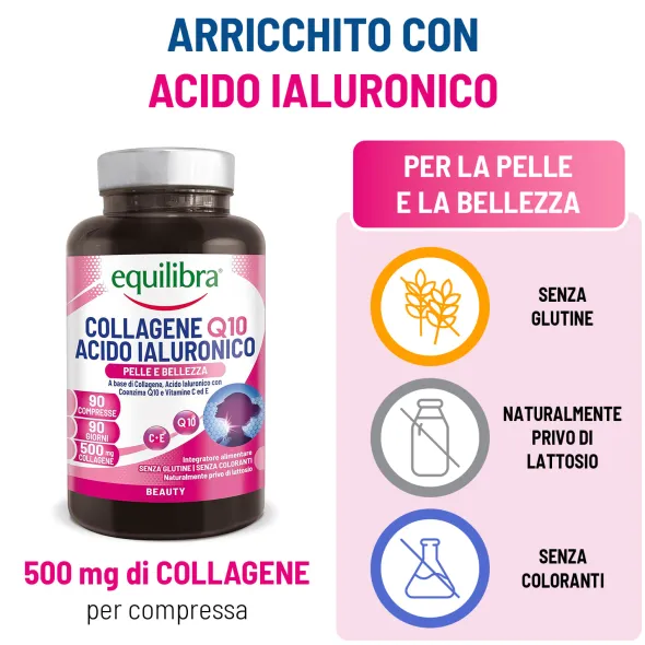 Integratore Equilibra Collagene Q10 e Acido Ialuronico, 90cpr