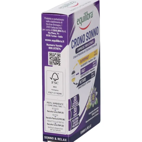 Integratore Equilibra Crono Sonno melatonina, 30 compresse