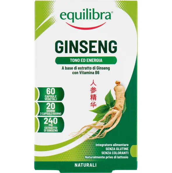 Integratore Equilibra Ginseng con Vitamina B6, 60 perle