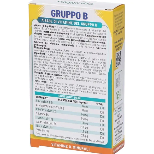 Integratore Equilibra Gruppo B vitamine, 30 capsule