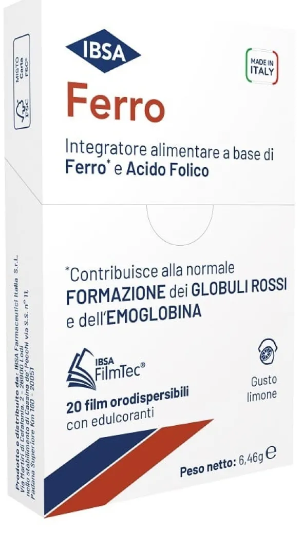 Integratore Ferro IBSA orodispersibile, 20 film