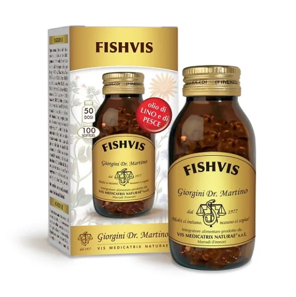 Integratore Fishvis Omega 3 con DHA e vitamina A, 100 softgel
