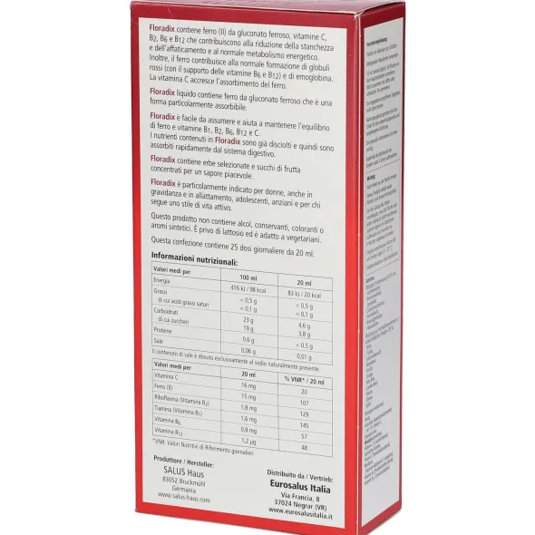 Integratore Floradix Ferro e Vitamine, 500ml