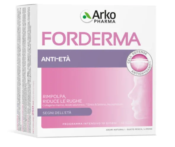 Integratore Forderma Anti-Età collagene marino, 10 flaconcini