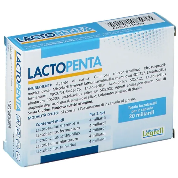 Integratore Lactopenta Legren per la flora batterica, 20 capsule
